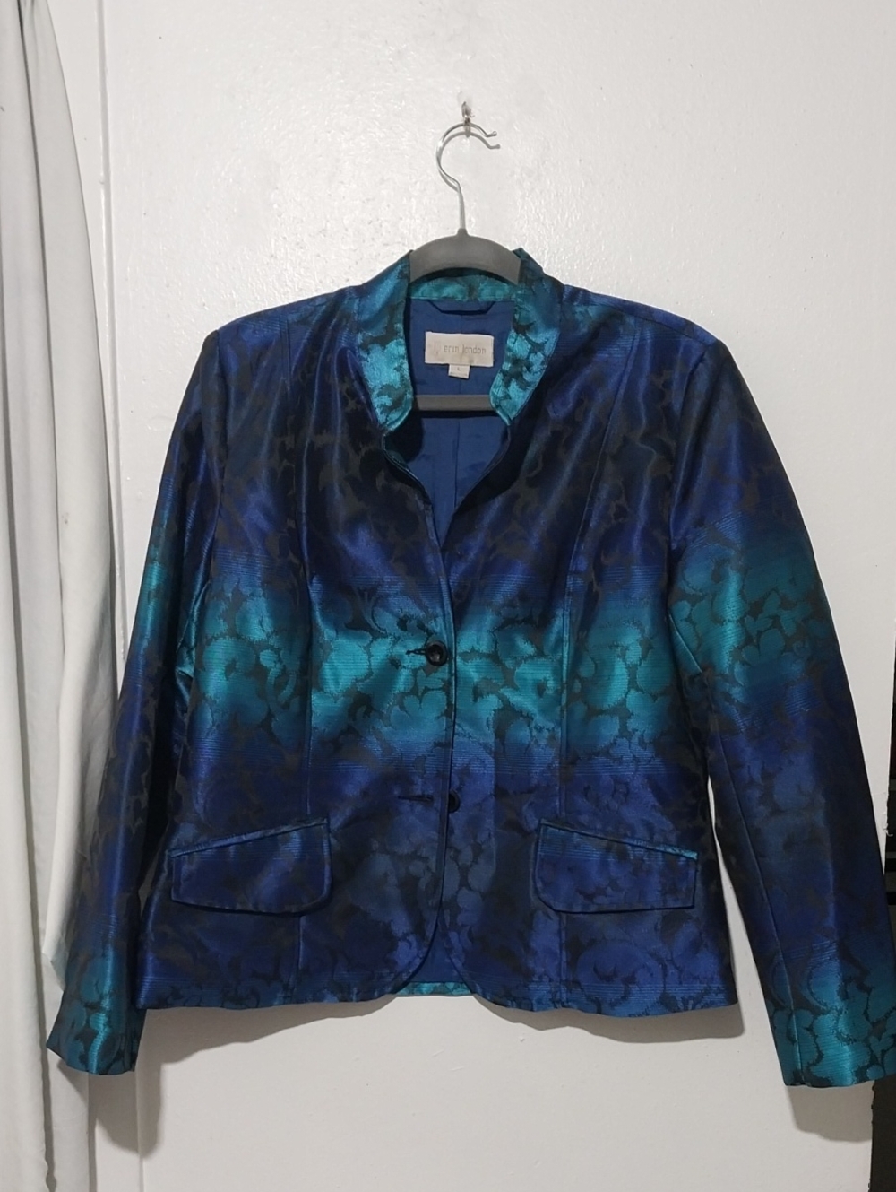 ERIN london Blue and Teal Brocade Blazer